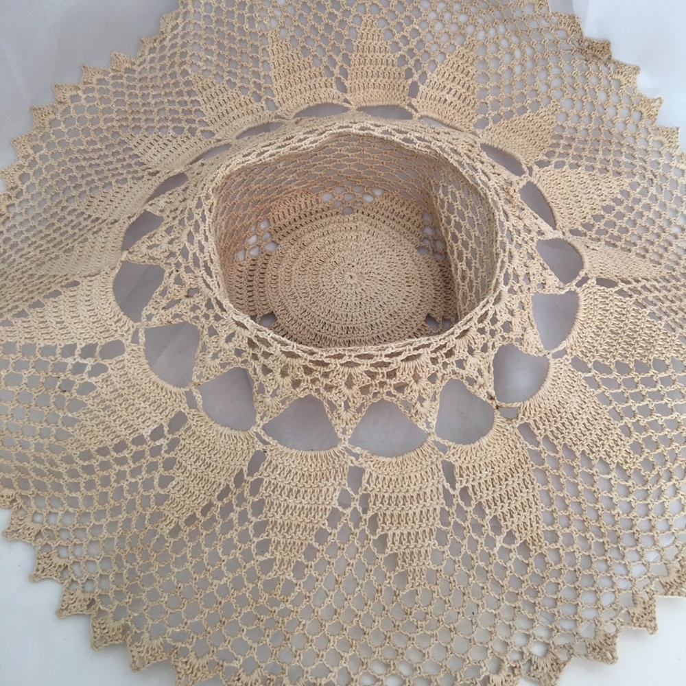 Vintage 1970s floppy ivory Sun hat Boho Festival - Picture 7 of 7